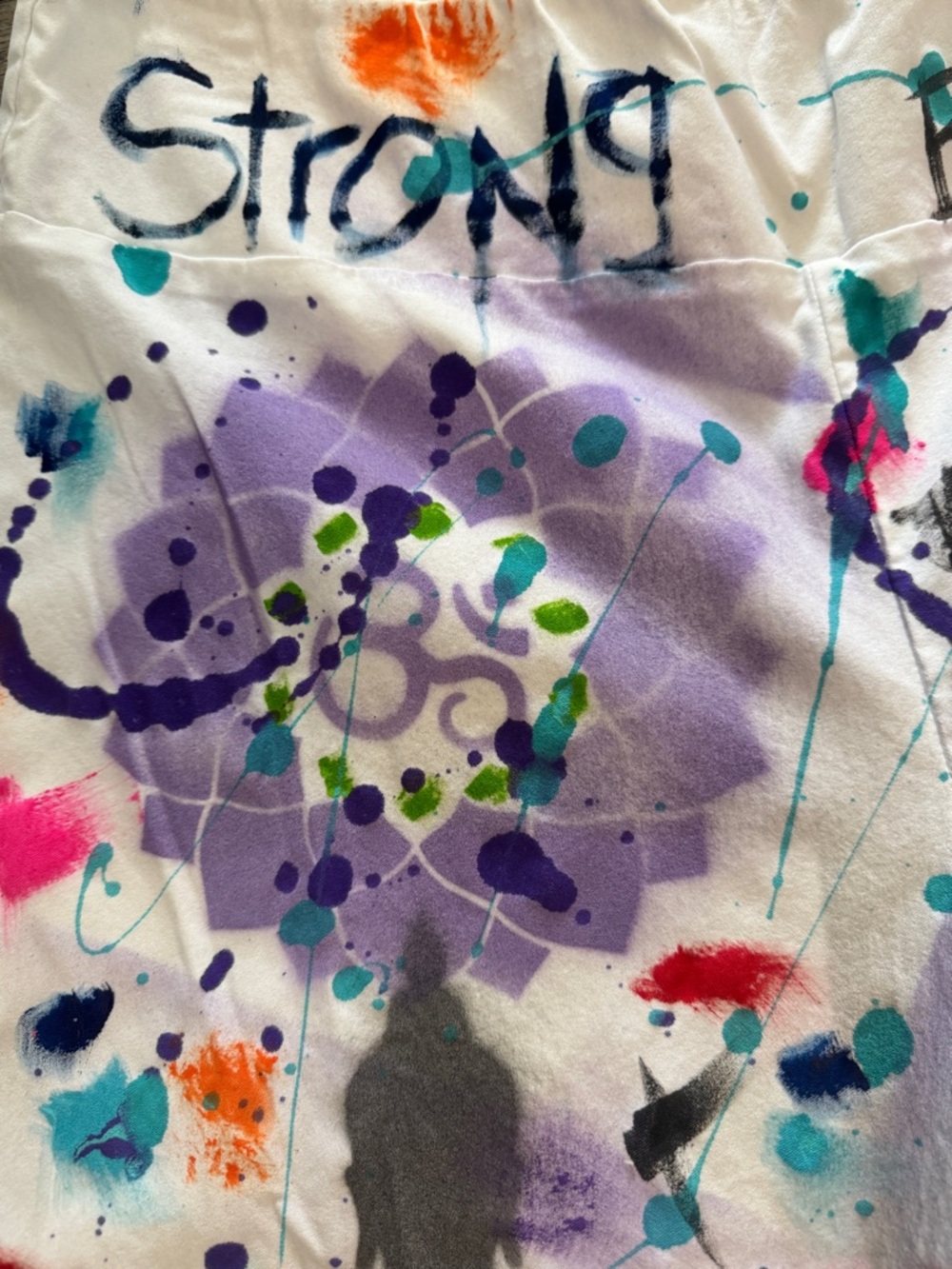 Sale- Sz 2X Hand-Painted Crop Pants White Boho plus size - Picture 5 of 13